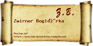 Zwirner Boglárka névjegykártya